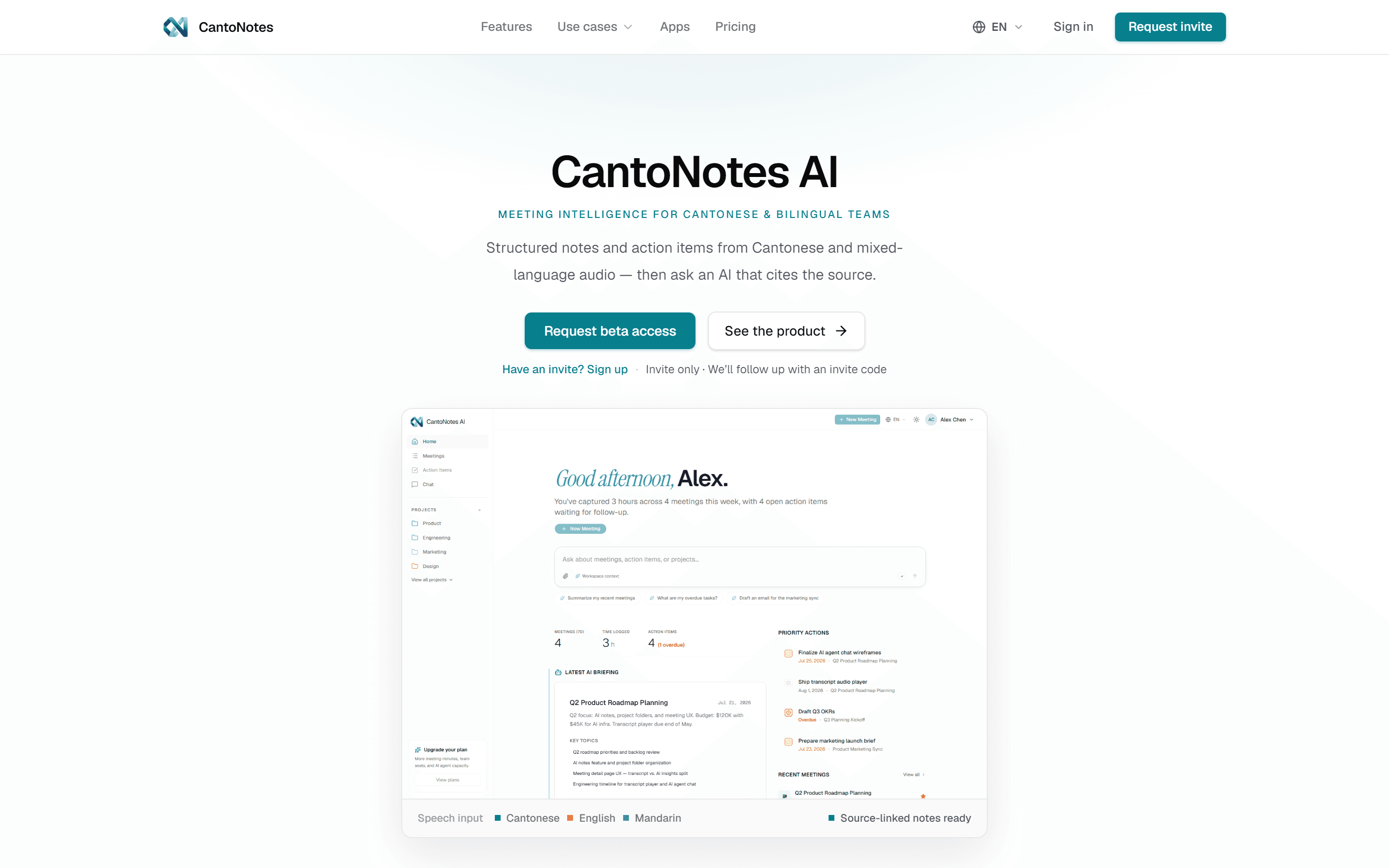 CantoNotes AI — AI meeting notes for Cantonese & bilingual teams